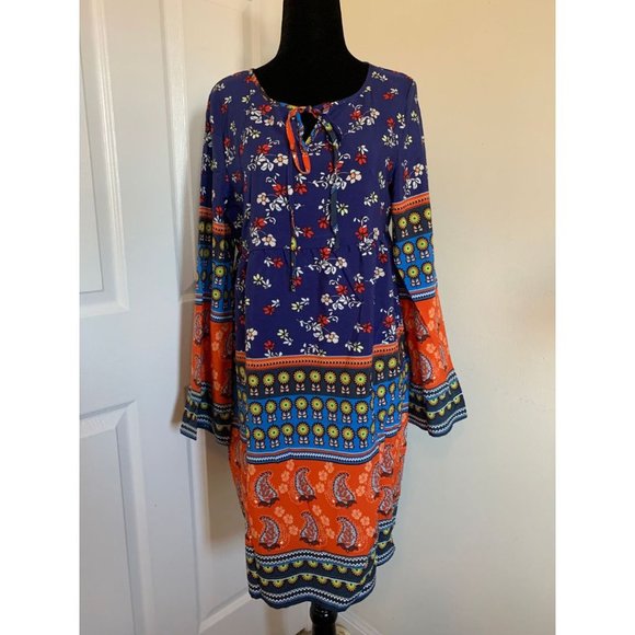 Tie Neck Floral Print Smock Dress - Picture 5 of 5